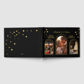 Gold Confetti Black Foto Wedding Gästebuch (Voll)