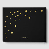 Gold Confetti Black Foto Wedding Gästebuch (Rückseite)