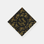 Gold Confetti Black Happy Neues Jahr Serviette (Ecke)