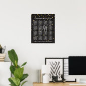 Gold Confetti Black Leather Wedding Chart Poster (Heimbüro)