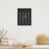 Gold Confetti Black Leather Wedding Chart Poster (Küche)