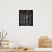 Gold Confetti Black Leather Wedding Chart Poster (Küche)