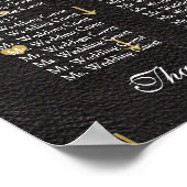 Gold Confetti Black Leather Wedding Chart Poster (Ecke)