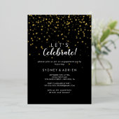 Gold Confetti|Black Let's Celebrate Real Gold Folieneinladung (Stehend vorne)