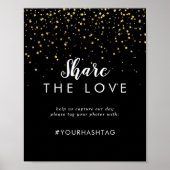Gold Confetti | Black Share the Liebe Sign Poster (Vorne)