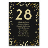 Gold Confetti Black Tischnummer mit Namen (Rückseite)