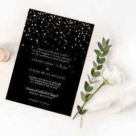 Gold Confetti|Black Traditional Wedding Real Gold Folieneinladung
