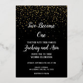 Gold Confetti|Black Two wird eine Hochzeit Gold Folieneinladung (Vorderseite)