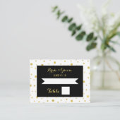 Gold Confetti Black Wedding Table Platzkarte (Stehend Vorderseite)