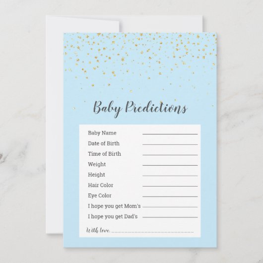 Gold Confetti Blauer Dusche "Baby Predictions" Spi (Vorderseite)
