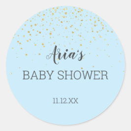 Gold Confetti Blue Baby Dusche Umschlag Aufkleber