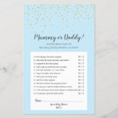 Gold Confetti Blue Baby Shower Mummy oder Daddy Ga Flyer (Vorne)