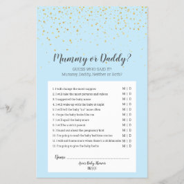 Gold Confetti Blue Baby Shower Mummy oder Daddy Ga Flyer
