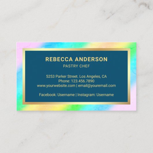 Gold Confetti Blue Whisk Konditorei Koch Bäckerei Visitenkarte (Rückseite)