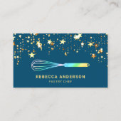 Gold Confetti Blue Whisk Konditorei Koch Bäckerei Visitenkarte (Vorderseite)