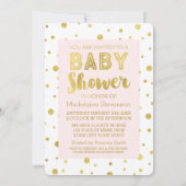 Gold Confetti Blush Pink Babydusche Einladungen (Rückseite)
