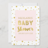Gold Confetti Blush Pink Babydusche Einladungen (Vorderseite)