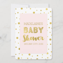 Gold Confetti Blush Pink Babydusche Einladungen