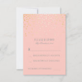 Gold Confetti Blush Pink Wedding RSVP Cards (Vorderseite)