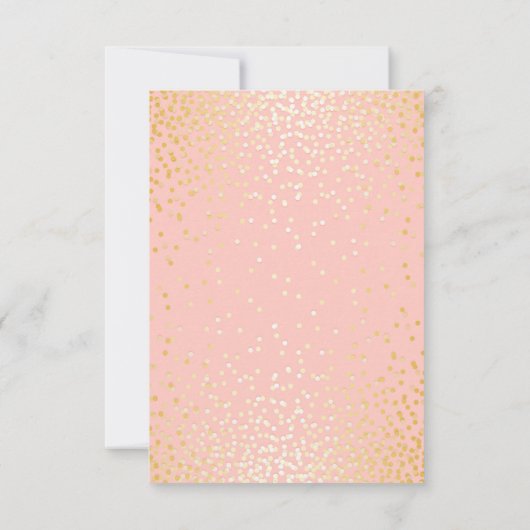 Gold Confetti Blush Pink Wedding RSVP Cards (Rückseite)