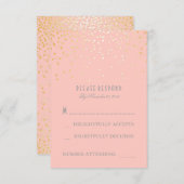 Gold Confetti Blush Pink Wedding RSVP Cards (Vorne/Hinten)