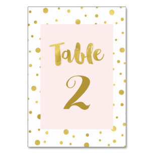 Gold Confetti Blush Tischnummer Cards