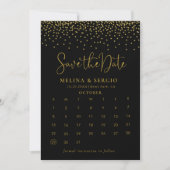 Gold Confetti Boho Black Save the Date Calendar (Vorderseite)