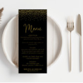Gold Confetti Boho Black Wedding Menü Menükarte