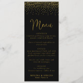 Gold Confetti Boho Black Wedding Menü Menükarte (Vorderseite)