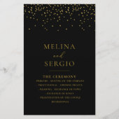Gold Confetti Boho Black Wedding Programm (Vorderseite)