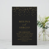 Gold Confetti Boho Black Wedding Programm (Stehend Vorderseite)