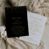 Gold Confetti Boho Black Wedding Programm