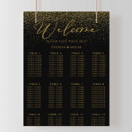 Gold Confetti Boho Black Wedding Seekarte Poster