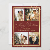 Gold Confetti Border Red Foto Collage Weihnachten (Vorderseite)