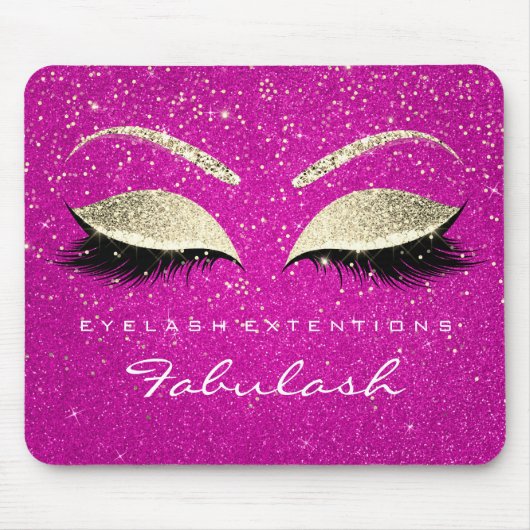 Gold Confetti Branding Beauty Hot Pink Lashes Mousepad (Vorne)