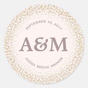 Gold Confetti Brautparty Gefälligkeitsticker Runder Aufkleber