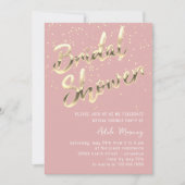 Gold Confetti Brautparty Script Rosa Rose Powder Einladung (Vorderseite)