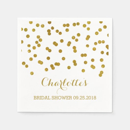 Gold Confetti Brautparty Serviette (Vorderseite)