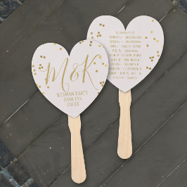 Gold Confetti Bridal Blush Wedding Party Hand Fans Fächer