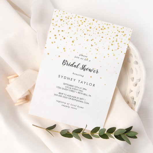 Gold Confetti Bridal Dusche Einladung