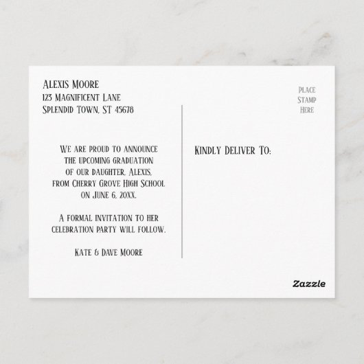 Gold Confetti Brown Graduation Party Save the Date Postkarte (Rückseite)