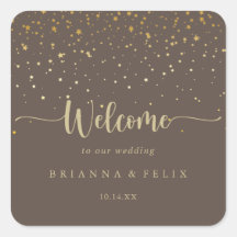 Gold Confetti Brown Wedding Willkommen