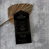 Gold Confetti Calligrafy Extravagant Script Weddin All In One Einladung