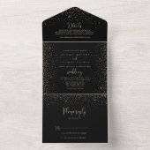 Gold Confetti Calligrafy Extravagant Script Weddin All In One Einladung (Innen Boden)