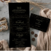 Gold Confetti Calligrafy Extravagant Script Weddin Dreifach Gefaltete Einladung