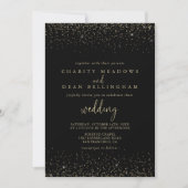 Gold Confetti Calligrafy Extravagant Script Weddin Einladung (Vorderseite)