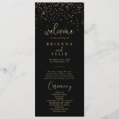 Gold Confetti Calligrafy Extravagant Script Weddin Programm (Vorderseite)
