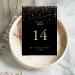 Gold Confetti Calligrafy Extravagant Script Weddin Tischnummer<br><div class="desc">Diese extravagante,  goldene Konfetti-Kalligrafie-Hochzeitskalligraphie-Tischnummer ist perfekt für eine rustikale Hochzeit. Das schlichte und elegante Design besticht durch glänzende Goldkonfetti in Verbindung mit einer stilvollen Schrift-Typografie. Das ist eine zweiseitige Tischnummer. Fügen Sie jede benötigte Tischnummer individuell in Ihren Warenkorb.</div>