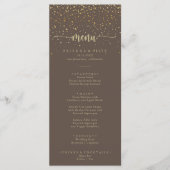 Gold Confetti Calligraphy Brown Dinner Menu Menükarte (Vorderseite)