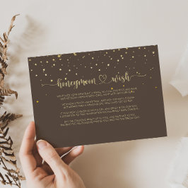Gold Confetti Calligraphy Brown Honeymoon Wish Begleitkarte
